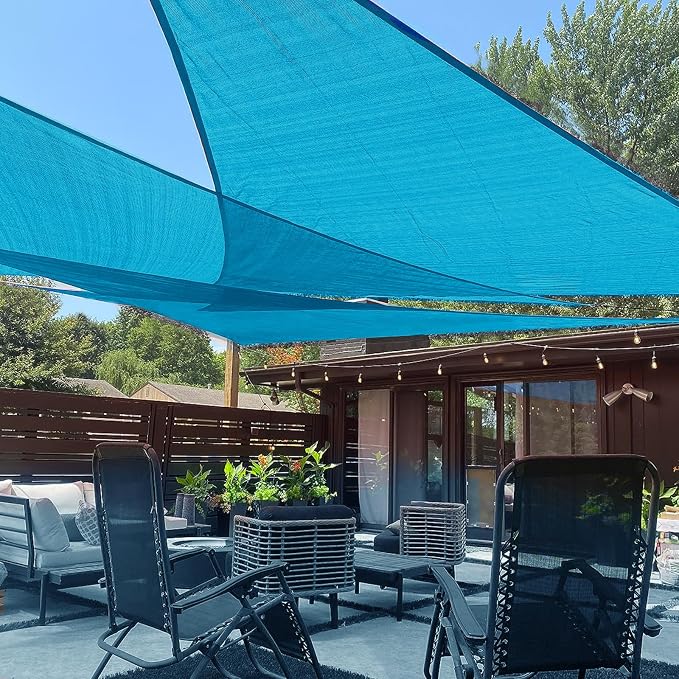 LOVE STORY Custom Size 9'x18'x20.1' Turquoise Blue Sun Shade Sail Right by LOVESTORY