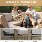 Jing's Villa 5-Piece Outdoor Patio Furniture Set, Ratten Conversation Sectional - Image 6