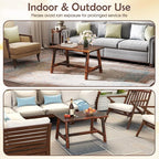 Tangkula Outdoor Coffee Table, Solid Wood Patio Desk - Image 9