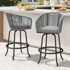 DWVO Outdoor Counter Height Bar Stools Set of 2, Patio Swivel Bar Chairs by DWVO