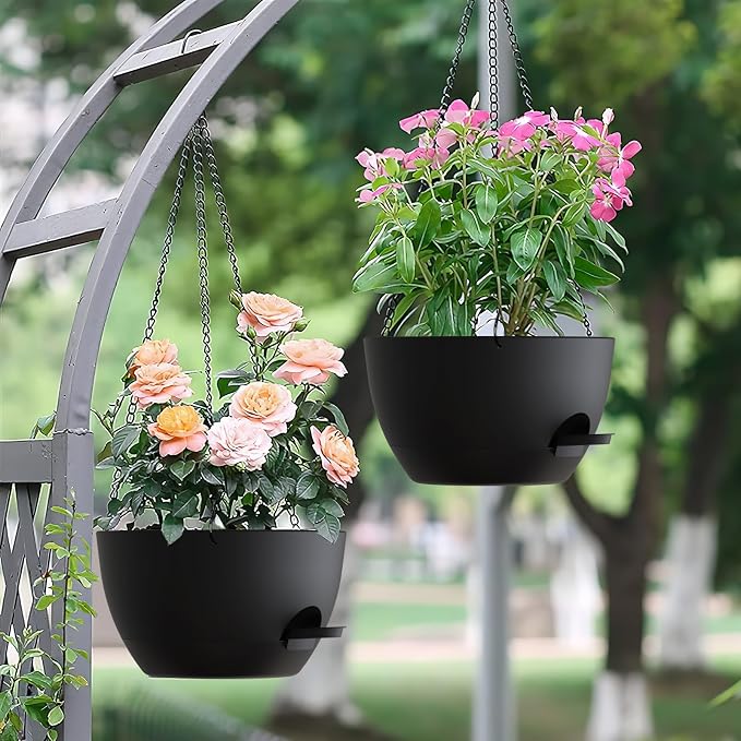 Set of 3-10 Inch Self Watering Hanging Planters - Image 7