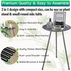 Plant Stand, Rust-proof Small Patio Table Round Metal Side Table - Image 4