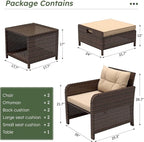 LHBcraft Outdoor Furniture 5 Piece Patio Conversation Set, PE Rattan Patio Set - Image 7