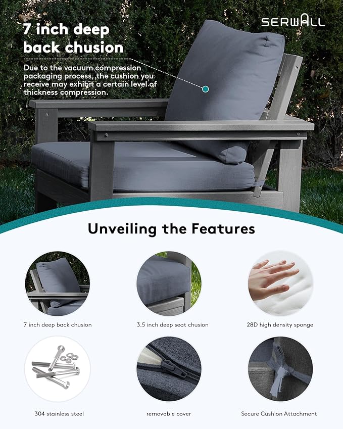 SERWALL Outdoor Sectional Sofa Set, 5-piece Outdoor Modula Couch Set - Image 6