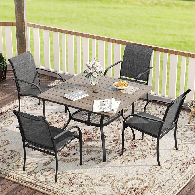 VICLLAX 5 Pieces Patio Dining Set, Outdoor Furniture Set Includes 1 Square by HOME