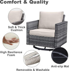 Belord Outdoor Bistro Set 3 Piece Wicker Swivel Rocker Patio Chairs, Oversize - Image 7