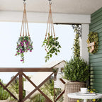 Jute Macrame Plant Hanger Indoor Set of 4 Hanging Planter Basket Flower Pot - Image 6