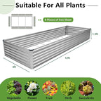 12x4x1.5FT Galvanized Raised Garden Bed, Vegetable Boxes-Rectangle Metal Flower - Image 2