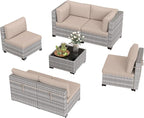 6-Seat Modular Patio Furniture Set – Outdoor Wicker Sectional Sofa - Image 9