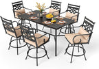 PHI VILLA 7 Pieces Patio Bar Set, Outdoor Bar Table and Chairs Set, Strong and by PHIVILLAThepioneerofcomfortablehouseholdsupplies