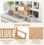COSTWAY Outdoor Wooden Bench, Outdoor Acacia Wood Loveseat - Image 6