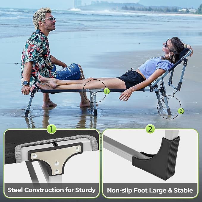 FUNDANGO Oversize Lounge Chair Outdoor, 300 lbs Large Camping Cots - Image 4