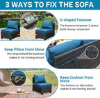 Jing's Villa 8-Piece Patio Furniture Set, All-Weather Outdoor Wicker Sectional - Image 6