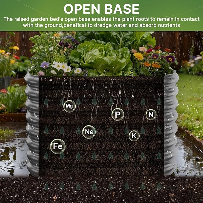 4 PCS Galvanized Raised Garden Bed Outdoor, Metal Garden Bed - Image 6