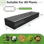 12x2x1.5FT Galvanized Raised Garden Bed, Vegetable Boxes-Rectangle Metal Flower - Image 2