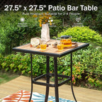 PHI VILLA Patio Bar Table, Outdoor Bar Height Bistro Table - Image 2