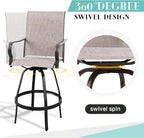 Vongrasig 6 Piece Patio Swivel Bar Chairs, All Weather Metal Textile High - Image 5