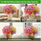 Artificial Flowers for Outdoor, Silk Flowers No Fade Fake Plastic Flowers Faux - Image 5