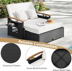 Moccha Outdoor Wicker Daybed, Patio Rattan Loveseat Sofa w/ 4-Level Adjustable - Image 5