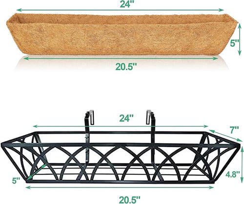 24in 2pcs Planter Box with Coco Liner, Rust-Resistant Metal Frame, Hydration - Image 2