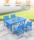 HDPE Outdoor Dining Set of 6, Patio Dining Table Set - Image 5