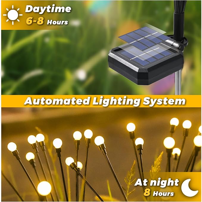 Solar Lights Outdoor-8Pack 64LEDs Solar Garden Firefly Lights Outside, Solar - Image 8