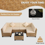 KIGOTY Patio Furniture Set, 7 Pieces Modular Outdoor Sectional Sofa, PE Rattan - Image 5