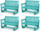 SERWALL Outdoor Glider Bench Set of 4, HDPE Weather-Resistant Swinging Bench by SERWALL