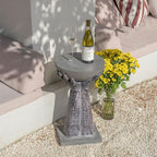 COSIEST Outdoor Side Table, Two Hands-Shaped Base w Round Top Accent Table - Image 5