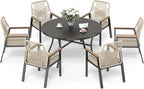 7 Pieces Patio Dining Set, 6 x Woven Rattan Chairs - Image 8