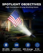 HGGH Solar Lights Outdoor Waterproof IP67, 60 LED 3 Lighting Modes Solar Spot - Image 3