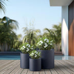 Kante 9.8", 15.7" Dia Round Concrete Planter Set of 3, Modern Style Large - Image 5
