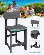 SERWALL Outdoor Bar Stools Set of 2, All Weather HDPE 25" Counter Height Bar - Image 4