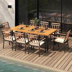 Tangkula 9 Pieces Patio Dining Set, Outdoor Acacia Wood Table and Chairs - Image 2