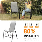 VINGLI Set of 2 Stackable Outdoor Bar Stools – Sling Chairs - Image 6