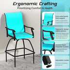 LEVELEVE Patio Bar Set 2pcs Swivel Bar Stools Outdoor Bistro Textilene - Image 5