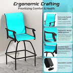 LEVELEVE Patio Bar Set 2pcs Swivel Bar Stools Outdoor Bistro Textilene - Image 5