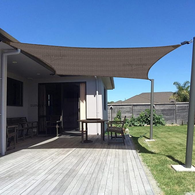 SUNNY GUARD Custom Size 7'x16' Brown Sun Shade Sail Rectangle UV Block Shade by SUNNYGUARD