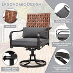 MELLCOM 5-Piece Outdoor Dining Set, 4 Swivel Leather-Look Chairs - Image 5