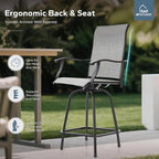 MFSTUDIO Outdoor Bar Stools Set of 4, Swivel Bar Height Patio Chairs Outdoor - Image 5
