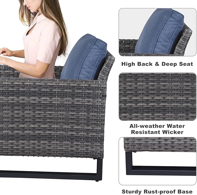 Belord 7 Piece Outdoor Furniture Patio Wicker Sofa Set, Oversize Outdoor Dining - Image 6