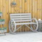 Outsunny 41" Wooden Wagon Wheel Bench, Rustic Outdoor Patio Weather Resistance - Image 8