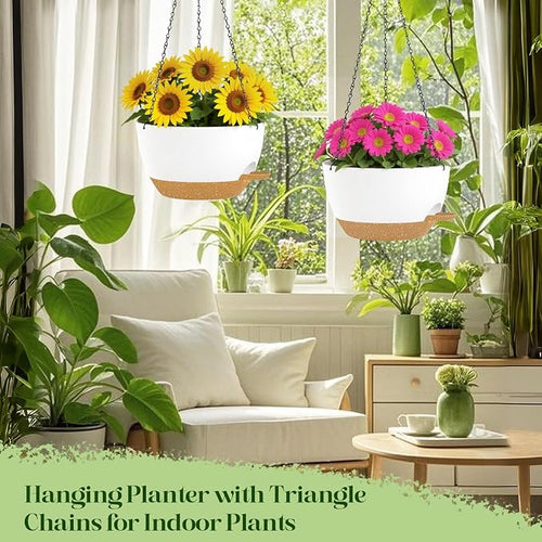 2 Pack 10 Inch Self Watering Hanging Planters - Image 2