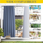 NICETOWN 2 Panels Outdoor Curtains Waterproof Pocket & Back Tab on Top & Bottom - Image 7