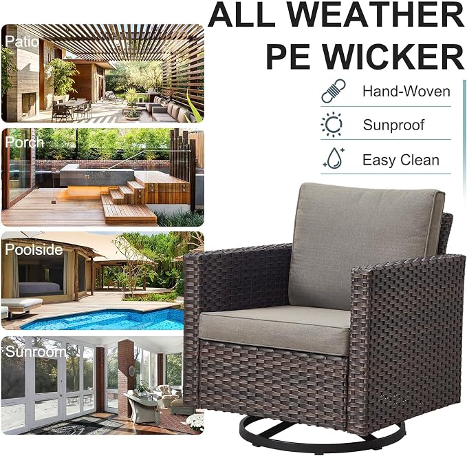 Belord 7 Piece Outdoor Furniture Patio Wicker Sofa Set, Oversize Outdoor Swivel - Image 7