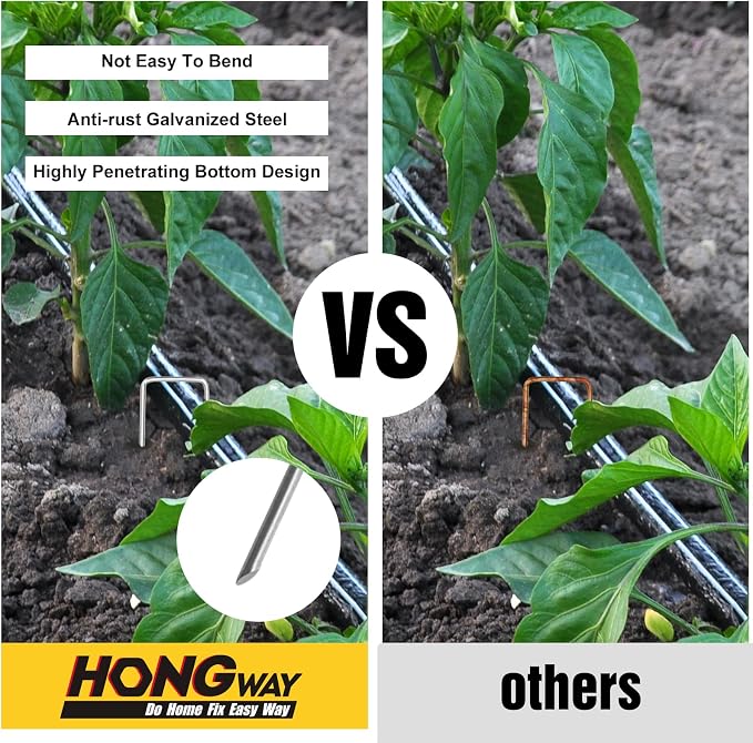 HongWay 120 Pack 12 Inch Landscape Staples, Garden Stakes 11 Gauge Galvanized - Image 4