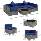 Outsunny 7 Piece Patio Furniture Set, Wicker Outdoor Sectional Sofa Set - Image 7