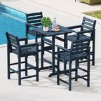 Tangkula 3-Piece Patio HDPE Bar Set, 2 Bar Height Adirondack Armchairs w/Square - Image 3