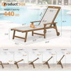 LUE BONA Chaise Lounge Chair Outdoor Set of 4, HDPS and HDPE Wicker Chaise - Image 3
