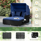 ORALNER Outdoor Daybed, 2-Person Wicker Patio Sofa - Image 6